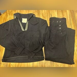 US Military Navy Men's Blue Dress Jumper Wool Sailor Uniform Size 40R w/ Pants